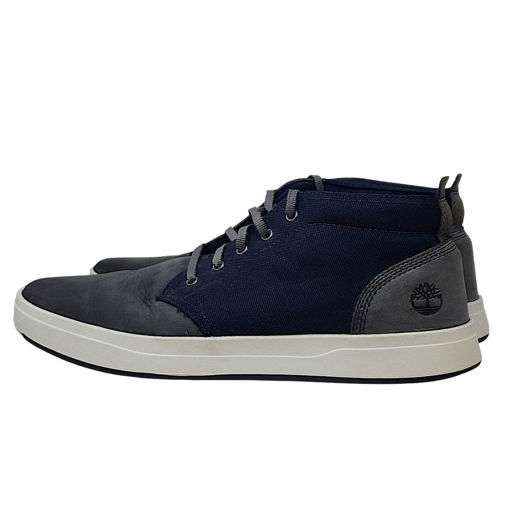 Timberland Chukka Sneakers 10.5 Men Davis Square Boot Navy Blue Gray Mixed Media